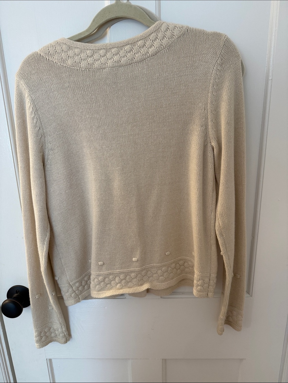 CAbi Cream Textured V-Neck Bobble Button Cardigan - Picture 4 of 6